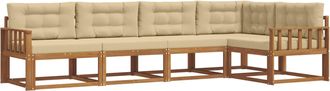 vidaXL Conjunto De Sof&aacute;s De Exterior 5 Uds. Natural Y Beige Vidaxl