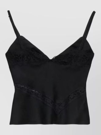 Msgm v neck peplum top spaghetti straps lace