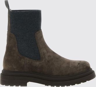 Brunello Cucinelli Stivaletti Chelsea in pelle scamosciata con monile