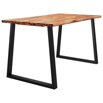 Berkfield Home Beautiful Dining Table with Live Edge 140x80x75 cm Solid Wood Acacia in Brown | Size: 140 x 80 x 75 cm