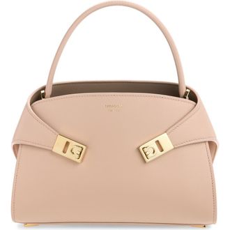 Ferragamo Extra Small Hug Leather Top Handle Bag in Dusty Pink Warm Taupe at Nordstrom