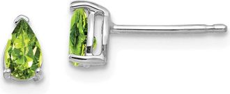 Diamond2Deal 14k White Gold 5x3mm Pear Peridot Earrings