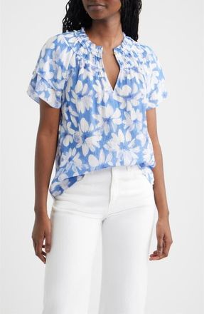 Rails Kamila Floral Crinkle Top in Blue Amaranth at Nordstrom, Size Xx-Small