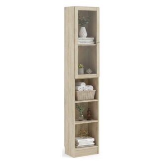Dmora Dmora - Estante Para Libros Alberte, Estante De Oficina, Porta Libros M&oacute;vil, Biblioteca, 41x28 H203 Cm, Roble