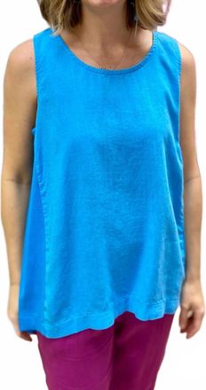 M Made in Italy Side Stretch Tank Top In Ocean