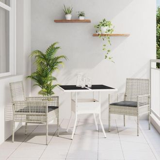 vidaXL Set da Pranzo per Giardino 3 pcs Grigio Poly Rattan - Vidaxl