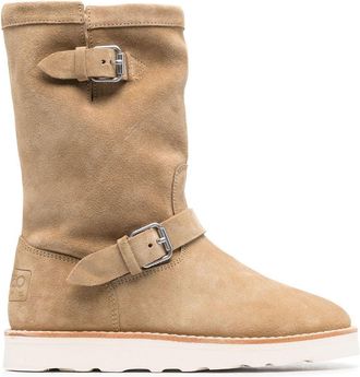 Kenzo leather shearling boots - women - Suede - 37 - Neutrals