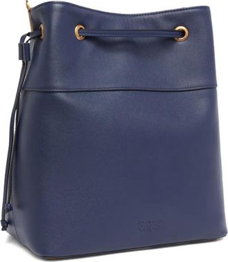 Pinko Medium bucket-tas met trekkoord en logo - Blauw