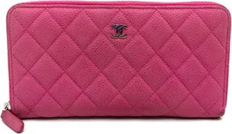 Chanel Pre-owned Long bill wallet (bi-fold) - Dames - Vintage Accessoires - Roze - ONE Size - Leer - Vintage