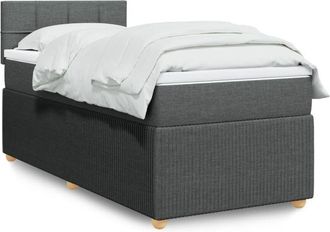 vidaXL Cama Box Spring Con Colch&oacute;n Tela Gris Oscuro 80x200 Cm Vidaxl