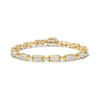House of Brilliance 10K Yellow Gold 2.0 Ctw Invisible-Set Princess Diamond Rectangular Link Bracelet at Nordstrom