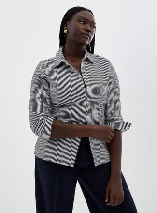 Contemporaine Womens Striped stretch poplin shirt