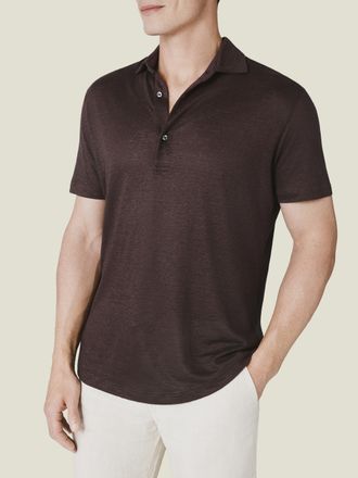 Luca Faloni Chocolate Brown Linen Jersey Elba Polo