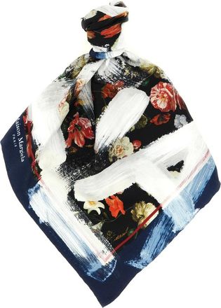 Maison Margiela Accessoires, Dames, Veelkleurig, ONE Size, Flowers Silk Foulard Square 44