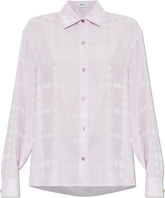 Versace Zijden Blouse - Dames - Overhemden - Roze - S - Overhemden
