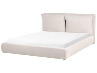 Beliani Cama matrimonial de tejido beige 180x200