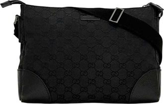 Gucci Gg Canvas Black Gg Canvas Messenger Bag Shoulder Bag (Pre-Owned)