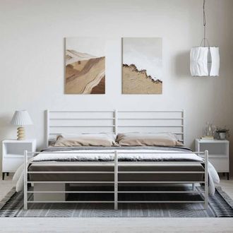 Berkfield Home Metal Bed Frame with Headboard & Footboard White 183x213 cm