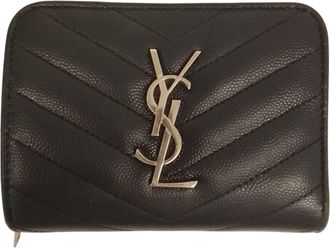 Saint Laurent Black White Leather Wallet (Bi-Fold) (Pre-Owned)