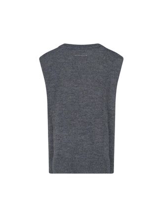 Maison Margiela Logo-Intarsia Virgin Wool Sweater Vest - Gray