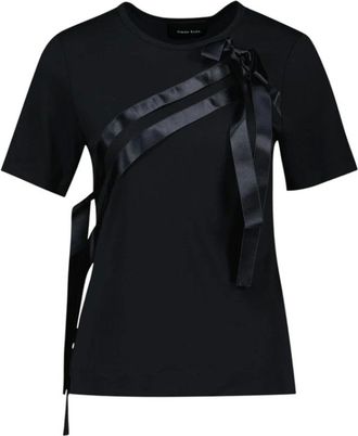 Simone Rocha T-Shirts, female, Black, Size: XS Bow Sash Easy T-Shirt