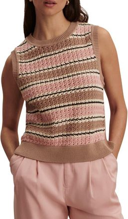 Varley Deeley Stripe Sleeveless Sweater in Warm Taupe /Mellow Rose at Nordstrom, Size X-Small