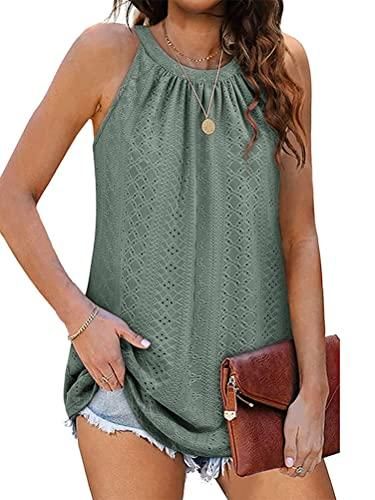 Debardeur Femme Été T-Shirts Sans Manche Col Rond DéBardeur D'éTé LâChes Hauts Tuniques De Base Tee Shirt DéContractéE Sport Tunique Tops Blouse Tank Top Streetwear Sexy Chemises Cadeau Pas Cher