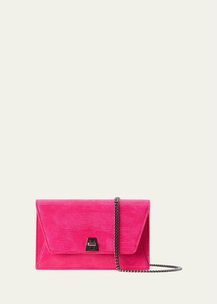 Akris Anouk Lizard-Print Clutch Bag w/ Chain