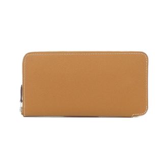 Herm&egrave;s Gold Cassis Vert Epsom Leather Silk Long Wallet (Bi-Fold) (Pre-Owned)