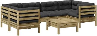vidaXL 7 Piece Garden Sofa Set with Cushions Impregnated Wood Pine vidaXL
