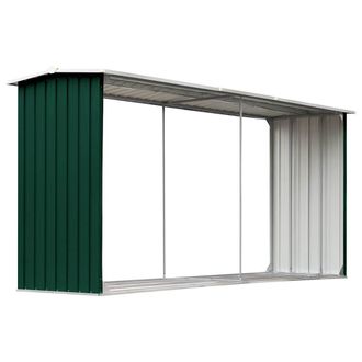 vidaXL Casetilla Para Le&ntilde;a Acero Galvanizado Verde 30x92x153 Cm Vidaxl