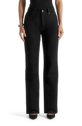 Mani&egrave;re De Voir Kalie Suede Boyfriend Jeans in Black at Nordstrom, Size 12