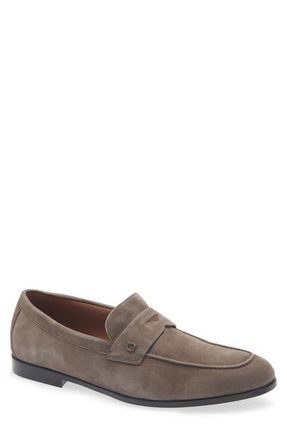 Ferragamo Tiberio Suede Penny Loafer in Elefante Nutmeg at Nordstrom, Size 11.5