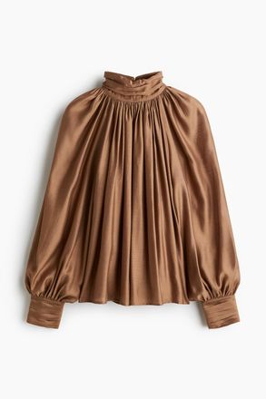 H&M Drapierte Bluse - Braun