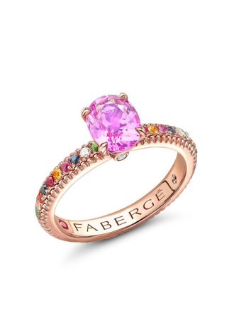 Fabergé 18kt rose gold Colours of Love pink sapphire fluted ring - women - 18kt Rose Gold/Pink Sapphire/Orange Sapphire/Blue Sapphire/Yellow Sapp