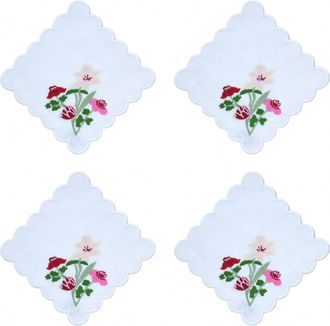 Chefanie Scalloped Flower Cocktail Napkins Set In White