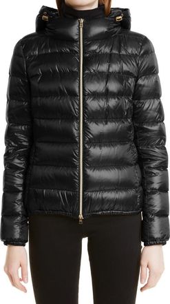 Herno Giada Hooded Down Puffer Jacket in 9300/Black at Nordstrom, Size 12 Us