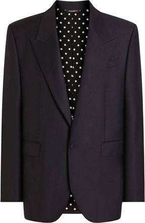 Dolce & Gabbana Geknoopte Revers Blazer - Heren - Blazers - Blauw - L - Wol - Jassen