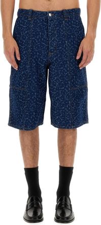 Maison Kitsun&eacute; Denim Printed Shorts