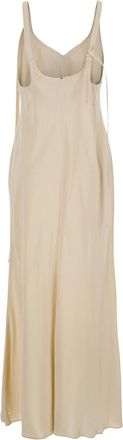 Sportmax Womens Beige Long Dress With V-Neck And Adjustable Straps Viscose