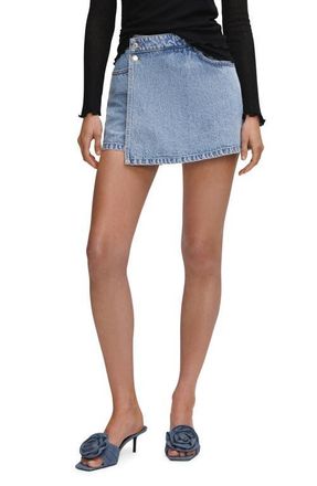 Mango Denim Wrap Miniskort in Medium Blue at Nordstrom, Size X-Small