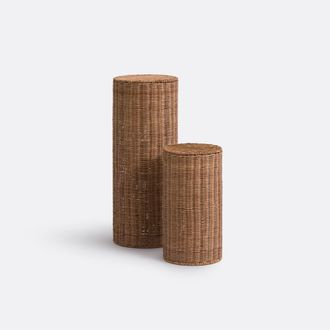 La Redoute Interieurs Set van 2 geschulpte rotan bijzettafels, Farito