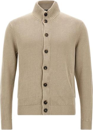 Zanone Chioto Cardigan - Heren - Vesten - Beige - L - Katoen - Truien & Vesten
