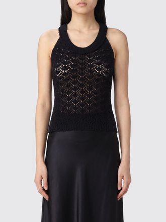 Blumarine Top slim fit in crochet con spalle scoperte e scollo rotondo