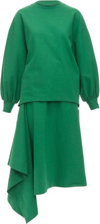 Hyke Hyke Cotton Pullover Sweater Asymmetric Hem Skirt Set