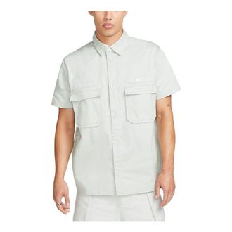 Nike Life Woven Military Short-Sleeve Button-Down Shirt Light Silver DX3341-034