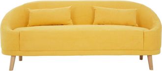 Premier Housewares Interiors By Premier Stylish Yellow Linen Sofa, Contemporary Seater Sofa For Livingroom, Comfortable Mid Century Sofa For Bedroom