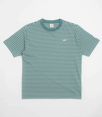 New Balance Mens Numeric Relaxed Striped Shirt Spruce In Green White
