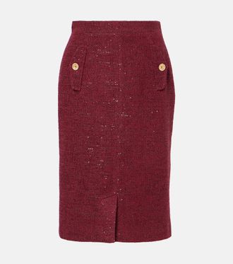 スカート Alessandra Rich Mini wrap skirt in pied de poule Alessandra Rich Pied De Poule Mini Wrap Skirt In Black