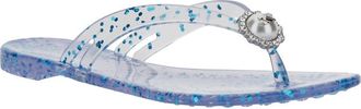 Casadei Womens Flip-Flop Sandal Crystal-Embellished Multicolour Pvc